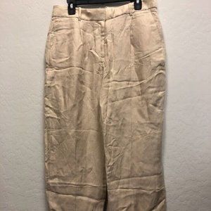 J.CREW Women's Beige Pleated linen-cupro trouser SIZE 12 BH698